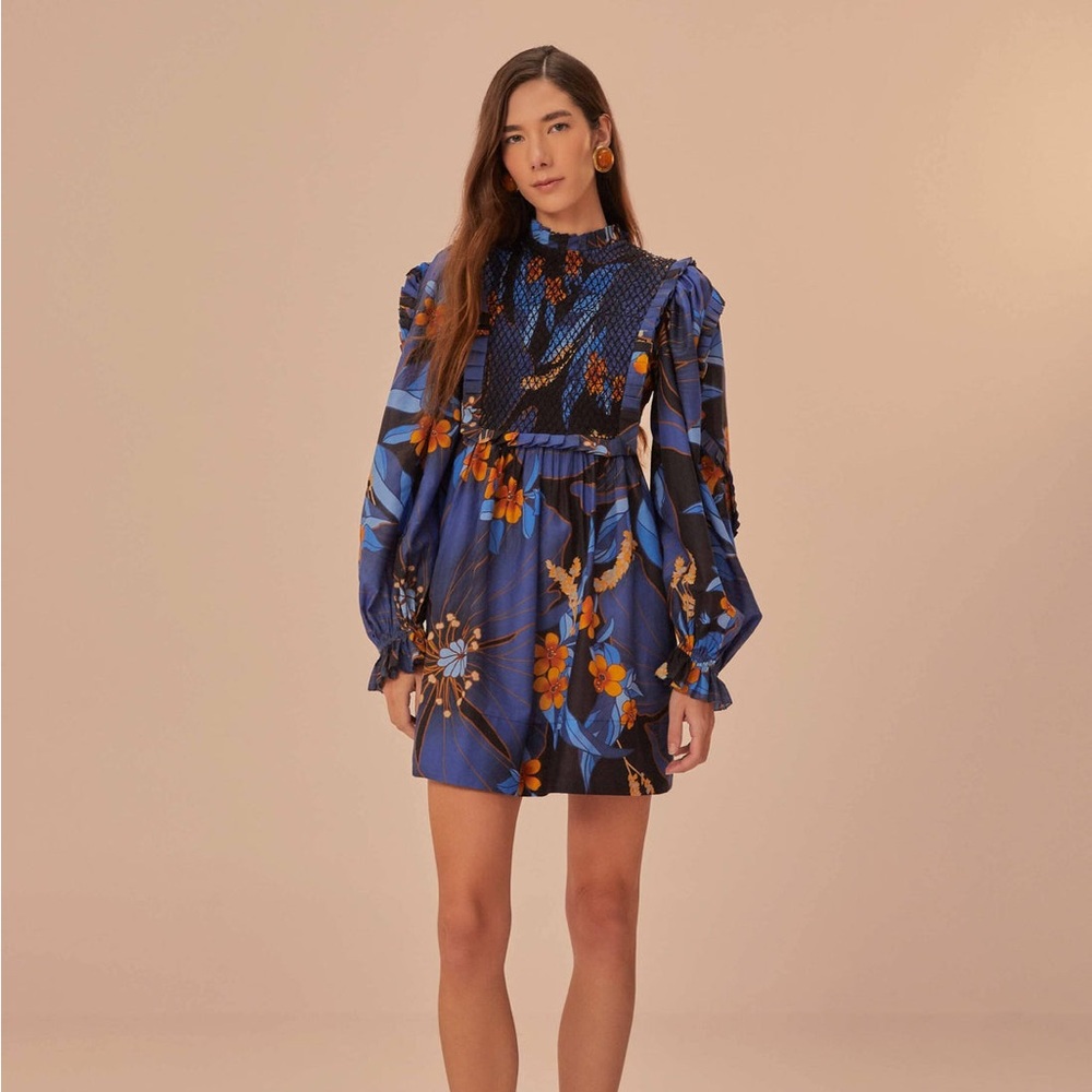 Farm Rio Pietra Floral Black Mini Dress NWT